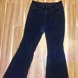 black flared jeans